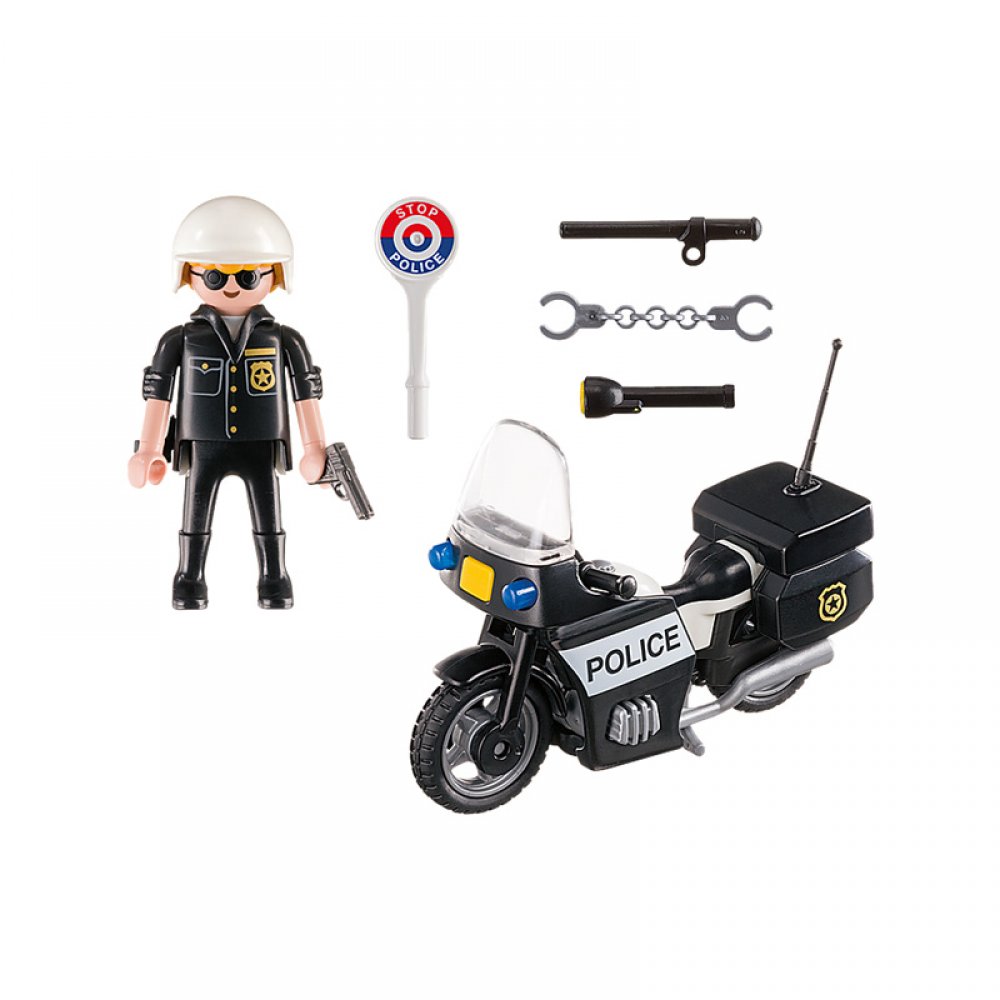Playmobil City Action Βαλιτσάκι Αστυνόμος με Μοτοσυκλέτα (5648)