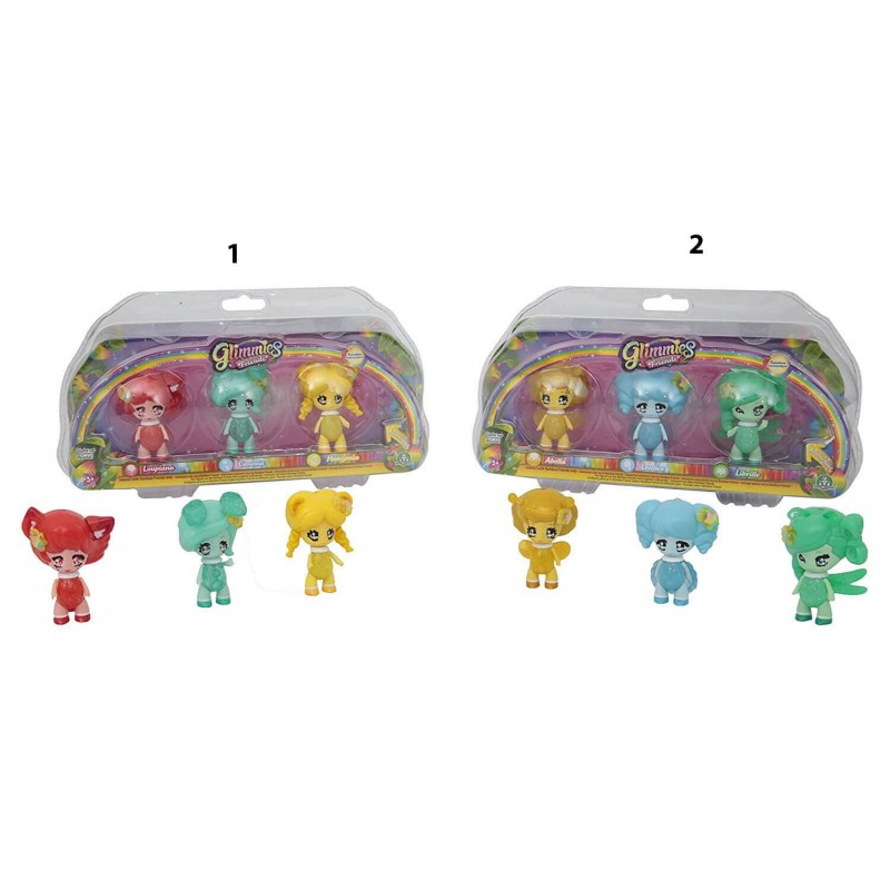 Glimmies Rainbow Friends Σετ 3 Κούκλες - 2 Σχέδια