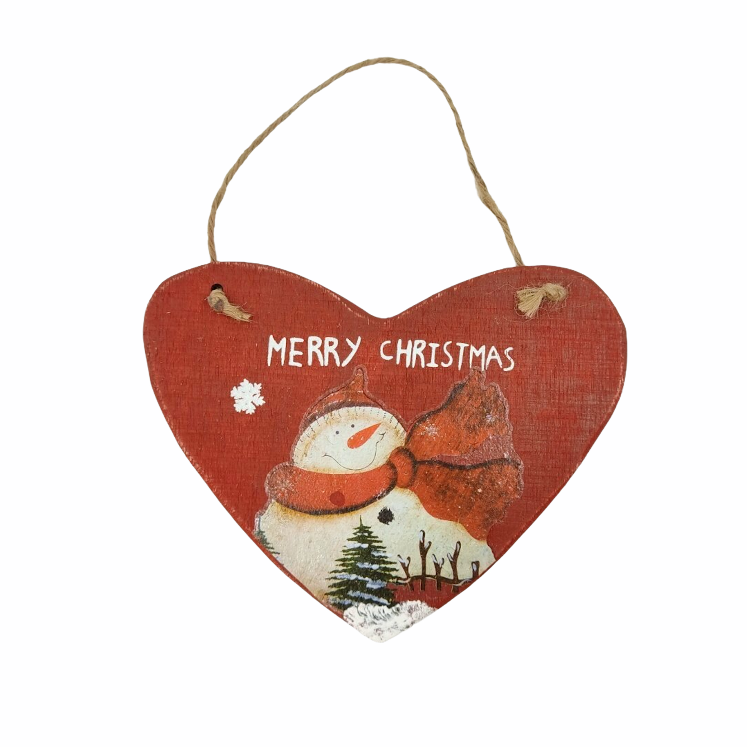 Χριστουγεννιάτικο Κρεμαστό Ξύλινη Καρδιά Merry Christmas 18x14cm