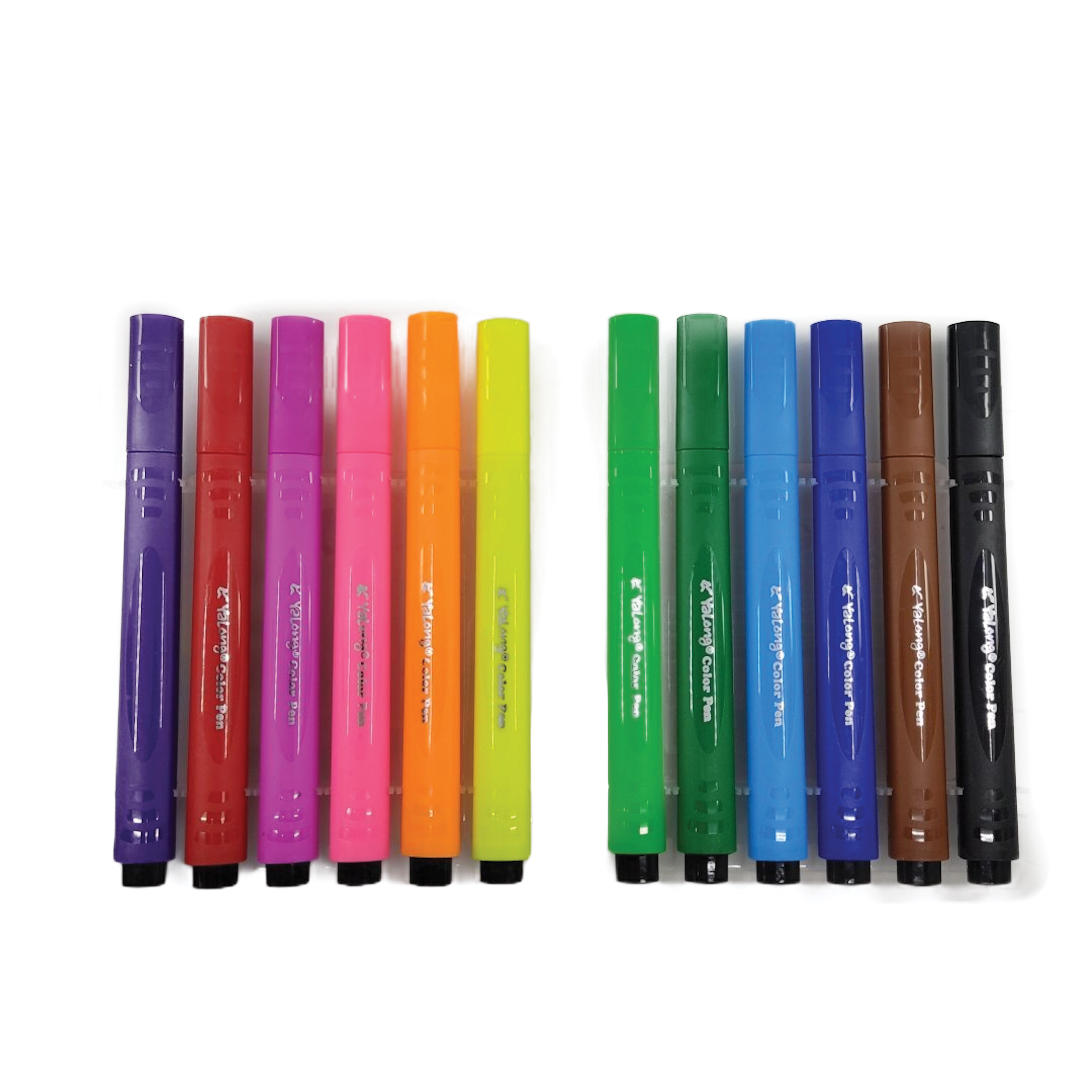 Μαρκαδόροι Ζωγραφικής Χοντροί Τριγωνικοί Water Color Pen Κασετίνα Yalong- 12 τμχ.17x11 Ass