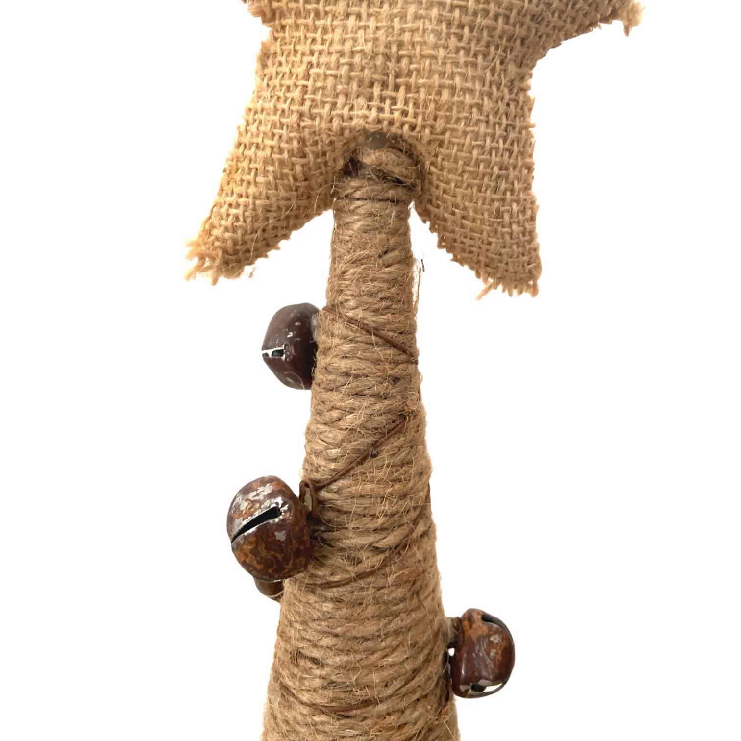 Χριστουγεννιάτικο Διακοσμητικό Δεντράκι Κώνος Λινάτσα Κουδουνάκια 78cm