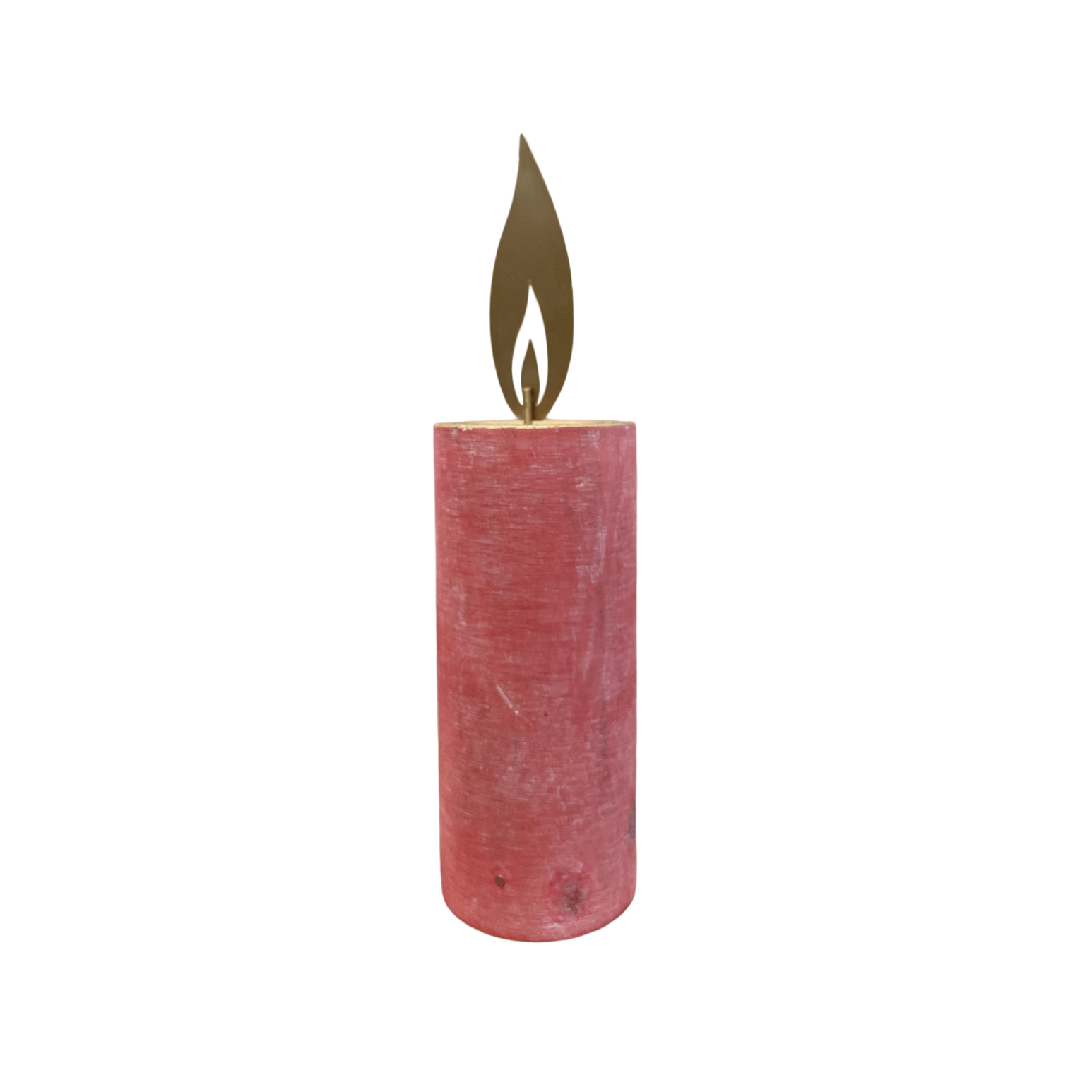 Χριστουγεννιάτικο Επιτραπέζιο Διακοσμητικό Ξύλινο Κερί Κόκκινο Φλόγα 25x6x6cm