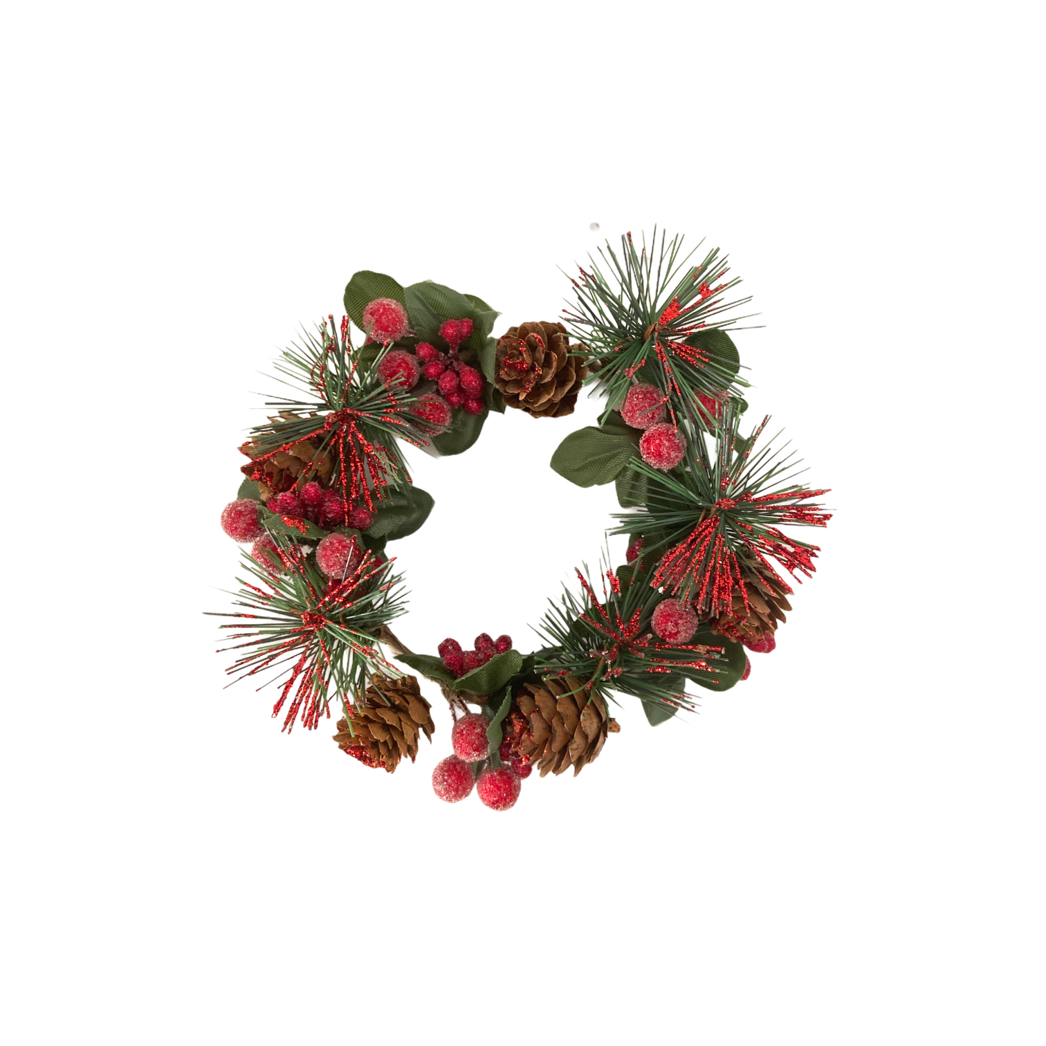Χριστουγεννιάτικο Διακοσμητικό Στεφάνι Πιατέλας Κουκουνάρια Berries 12cm