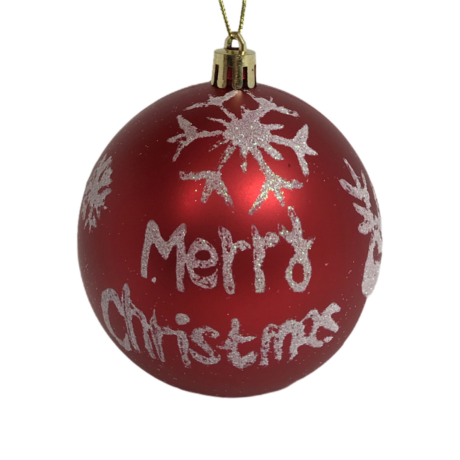 Χριστουγεννιάτικη Μπάλα Κόκκινη Merry Christmas Νιφάδα/Τάρανδος 8cm 2 Σχέδια