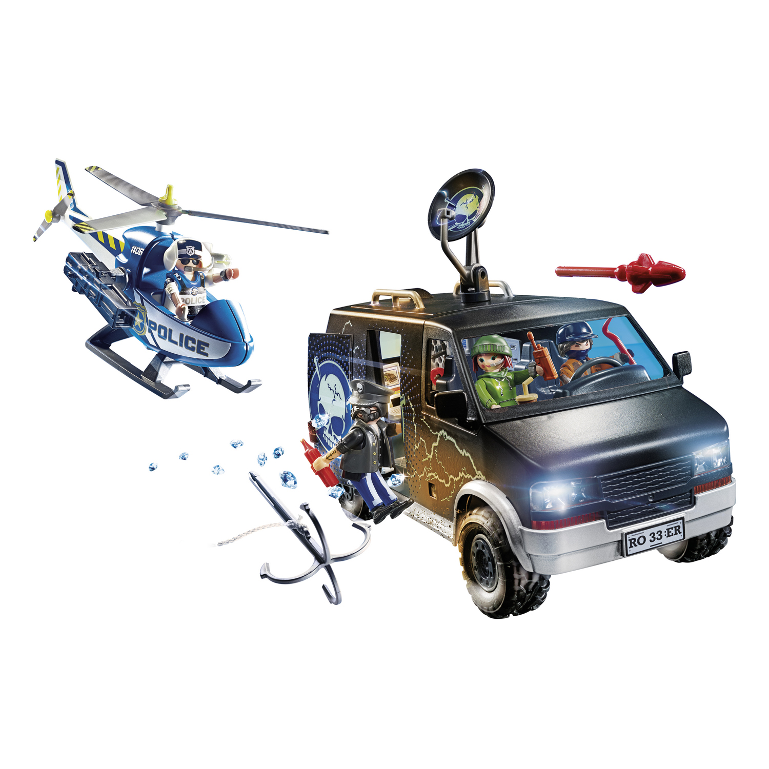 Playmobil Αστυνομικό Ελικόπτερο Και Ληστές Με Βαν (70575)