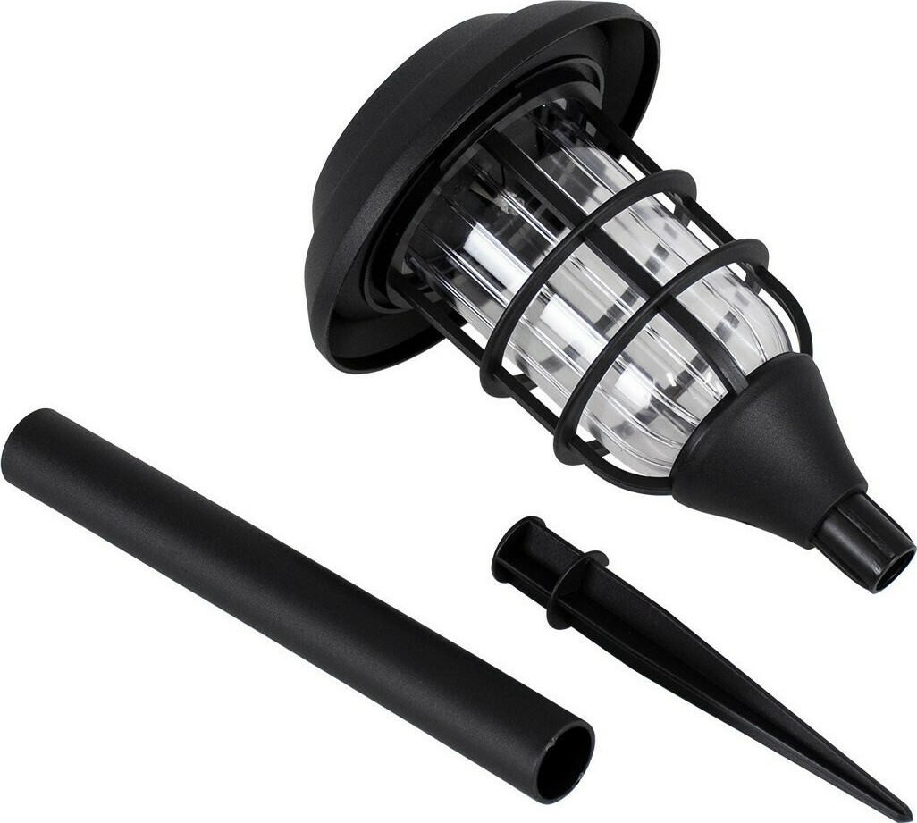 Ηλιακό Φανάρι LED με Εφέ Φλόγας Πλαστικό Μαύρο 35cm Λευκό Φως