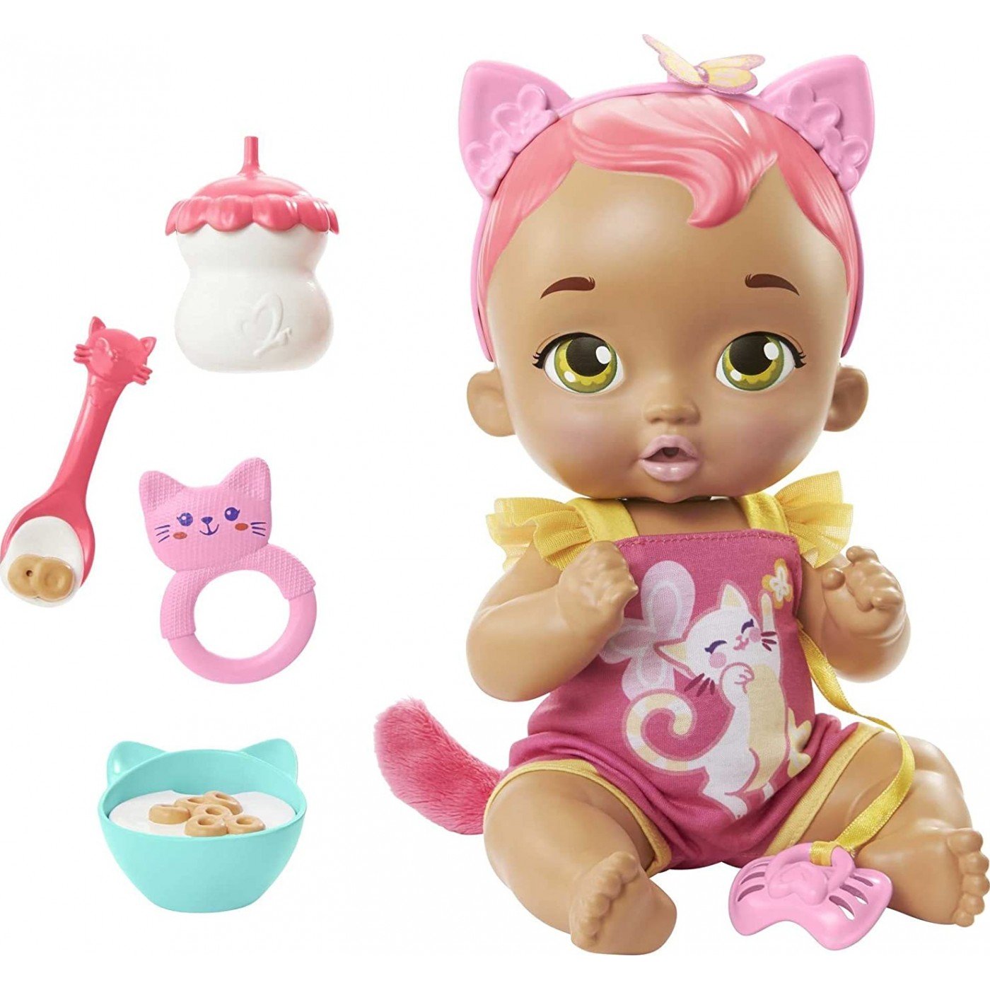 Mattel My Garden Baby: Snack Snuggle Baby Kitten Μωρό Κούκλα 32cm  Φούξ Μαλλιά (HHHP29)