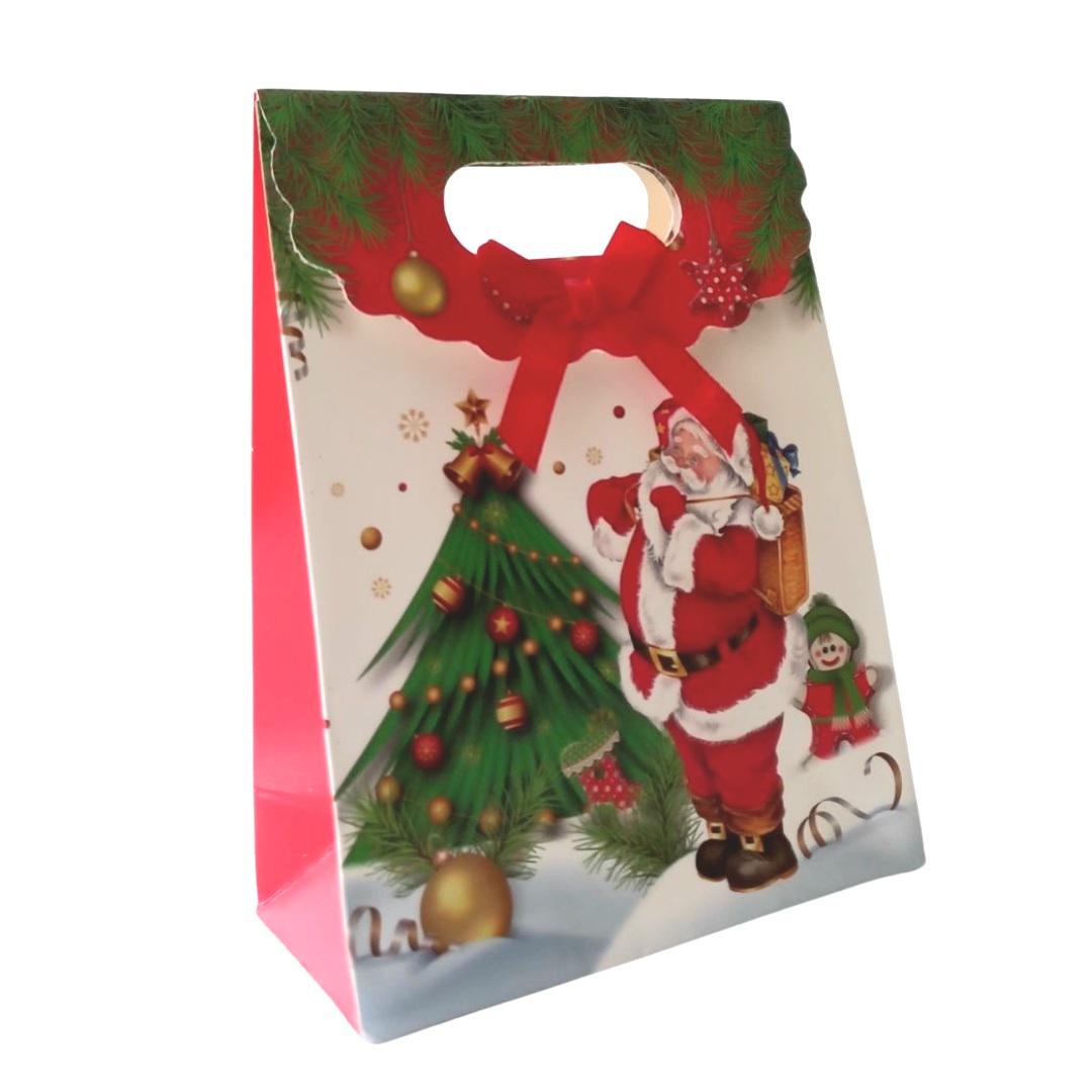 Χριστουγεννιάτικη Τσάντα Δώρου Χούφτα Κόκκινη-Λευκή 4 Σχέδια 16x7,5x21cm