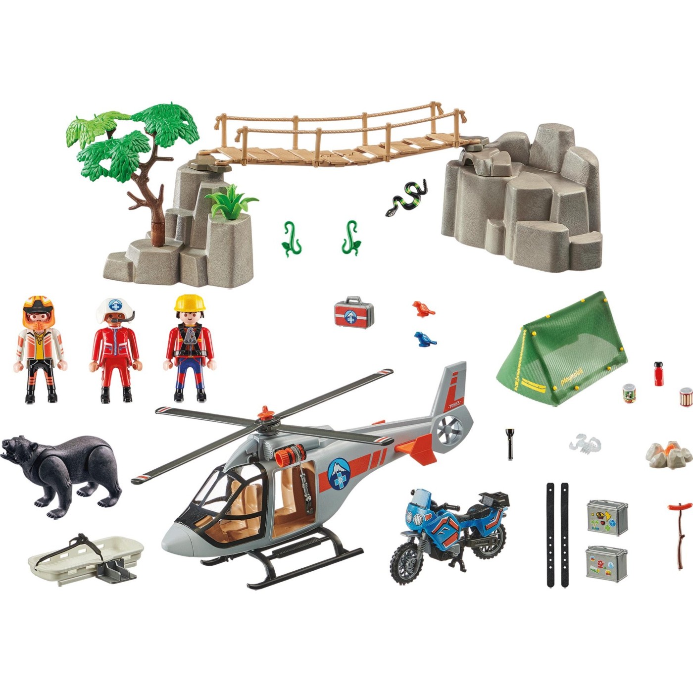Playmobil Επιχείρηση Διάσωσης Μοτοσικλετιστή Στο Βουνό (70663)