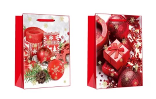 Χριστουγεννιάτικη Τσάντα Δώρου Κόκκινα Δώρα 4 Σχέδια 31x42x12cm