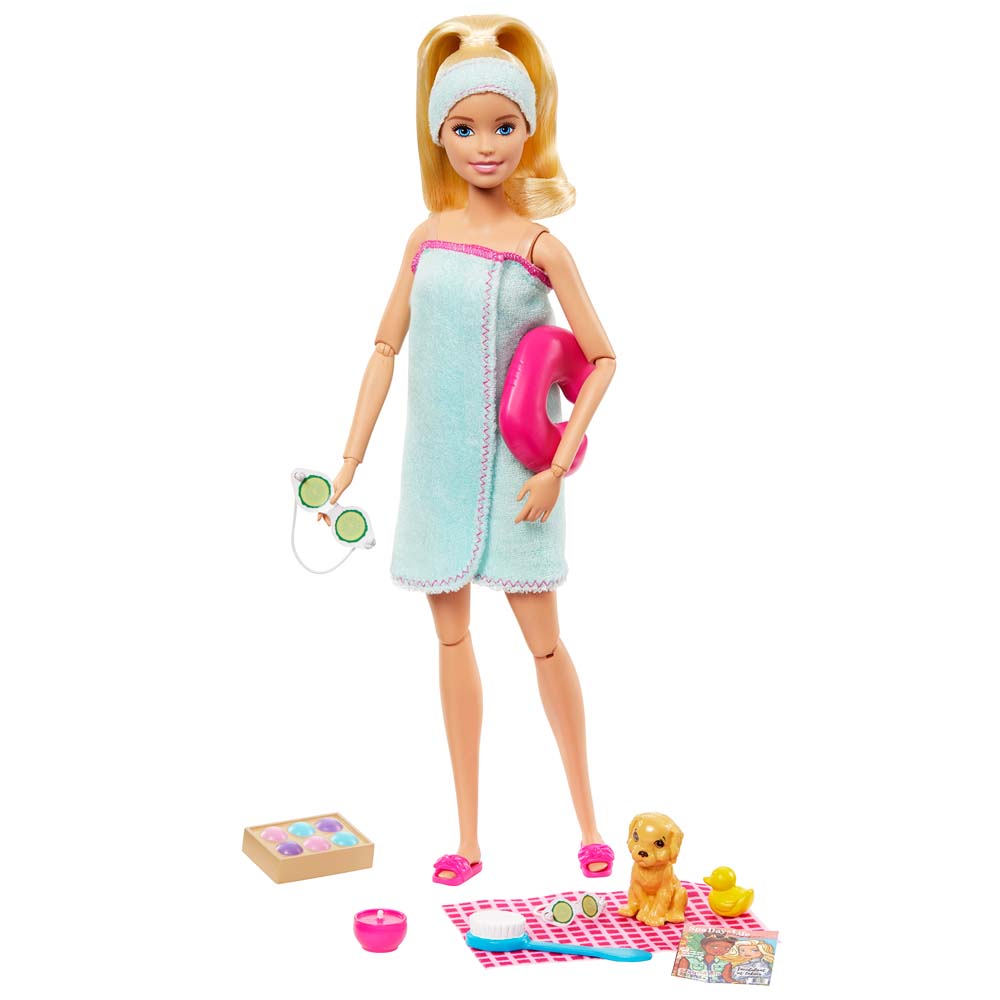 Mattel Barbie Wellness Ημέρα Ομορφιάς Σπα Κούκλα Με Κουτάβακι Και 9 Αξεσουάρ (GKH73/GJG55)