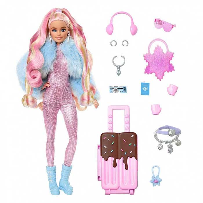Παιχνιδολαμπάδα Mattel Κούκλα Barbie Extra Fly Vacation Snow - Χιόνι (HPB16)