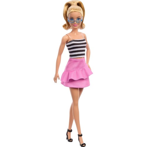 Mattel Barbie Fashionistas Κούκλα Ξανθιά Με Ροζ Φούστα & Ριγέ Μπλούζα (FBR37/HJT06)