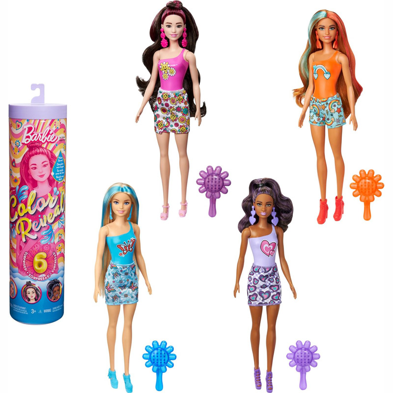 Mattel Barbie Κούκλα Color Reveal - Ουράνιο Τόξο Διάφορα Χρώματα 1τμχ (HRK06)