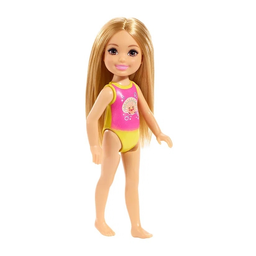 Mattel Barbie Chelsea Beach Κούκλα 14cm Με Μαγιό Κοχύλι (GLN73/GLN70)