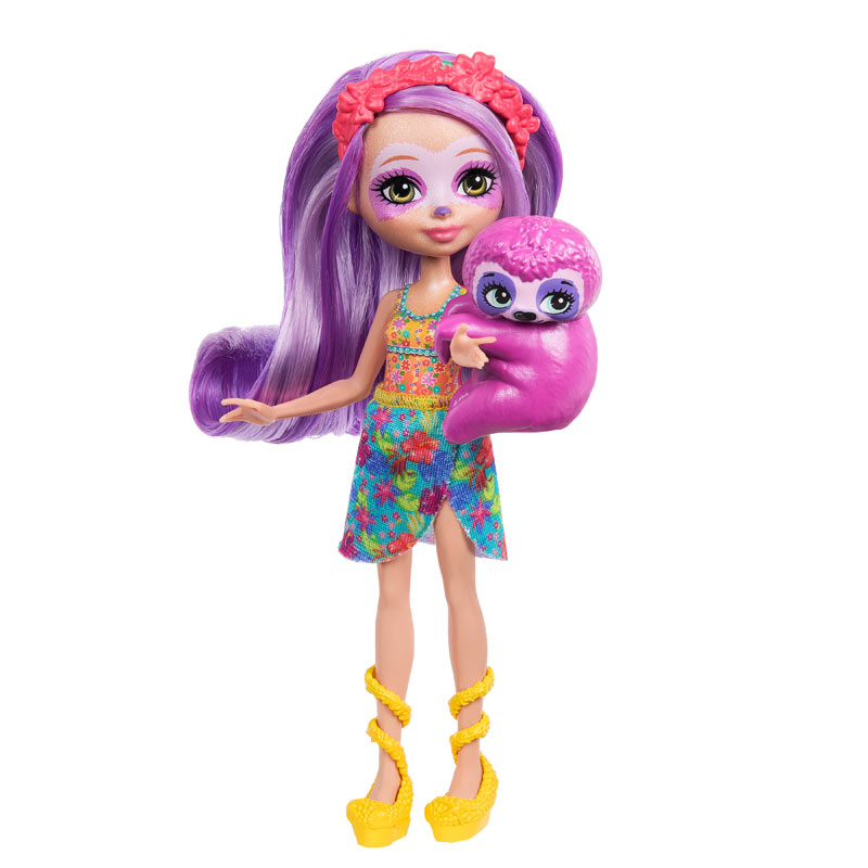 Mattel Enchantimals™ Glam Party-Κούκλα & Ζωάκι Φιλαράκι-Sabindra Sloth & Hang (FNH22/HRX82)
