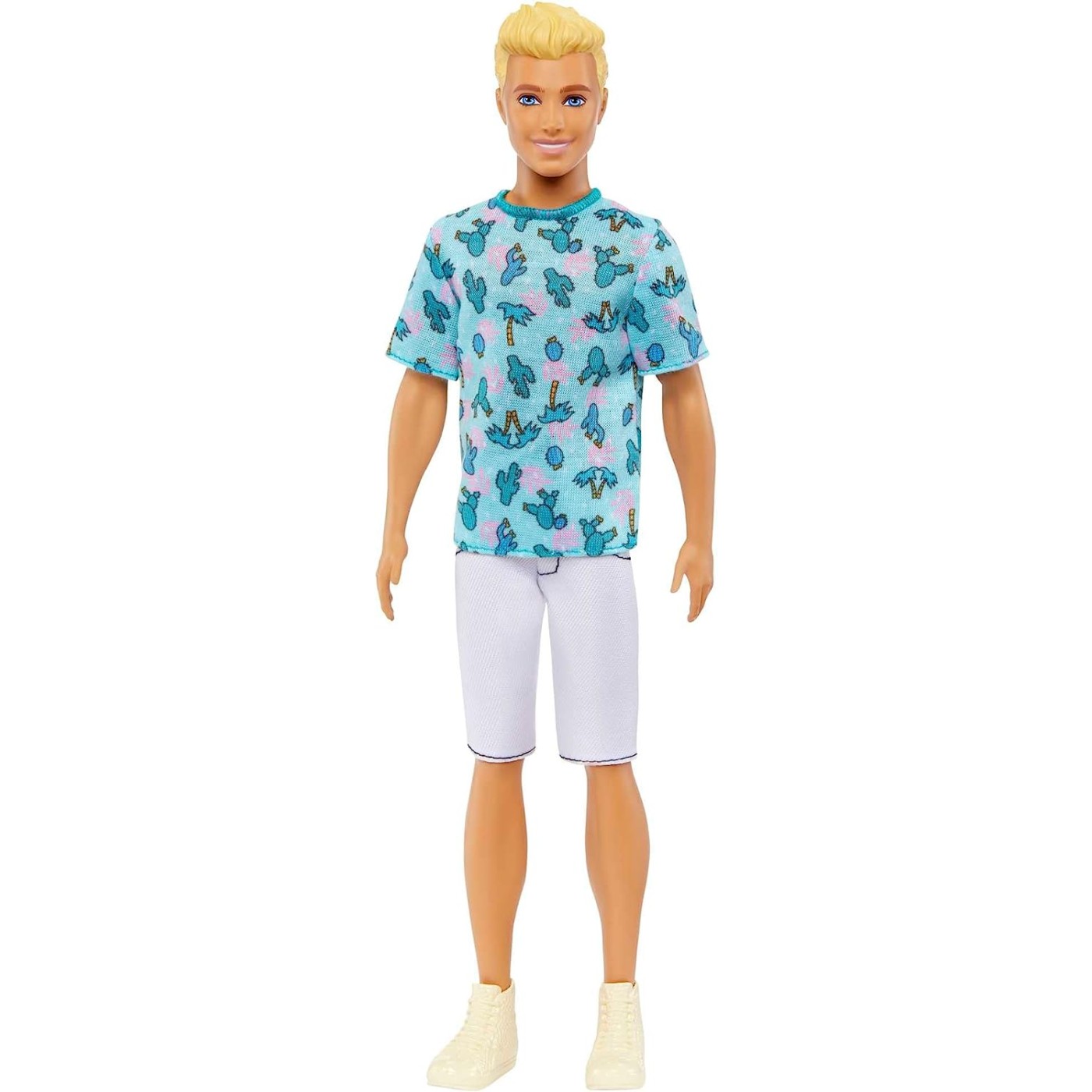 Mattel Barbie Fashionistas Ken Fashion Κούκλα Ξανθά Μαλλιά , Blue Cactus Tee, White Shorts And Sneakers (DWK44/HJT10)
