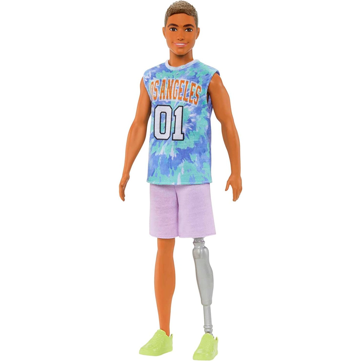 Mattel Barbie Fashionistas Ken Fashion Κούκλα Προσθετικό Πόδι, Los Angeles Jersey, Purple Shorts And Sneakers (DWK44/HJT11)