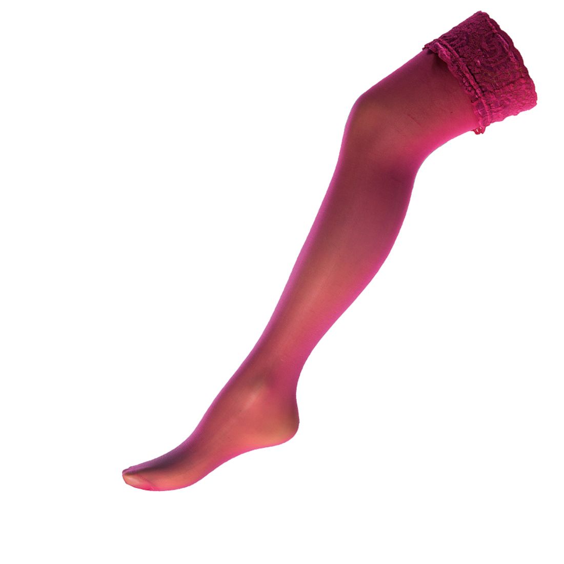 Αποκριάτικη Κάλτσα Nylon Φούξια Με Δαντέλα (71381)
