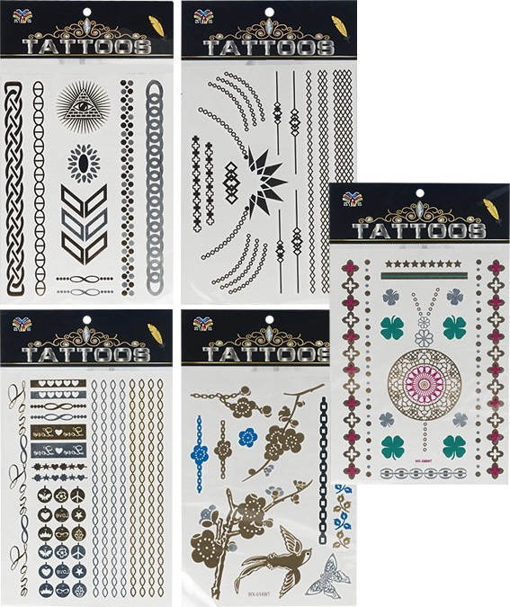 Αυτοκόλλητα Τατουάζ Κοσμήματα Μεταλιζέ 25,5x15cm (96-661)