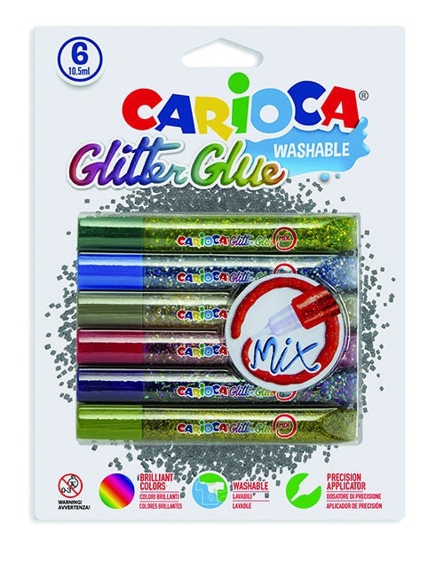 Carioca Κόλλα Glitter Mix 10,5ml Blister 6 Χρωμάτων
