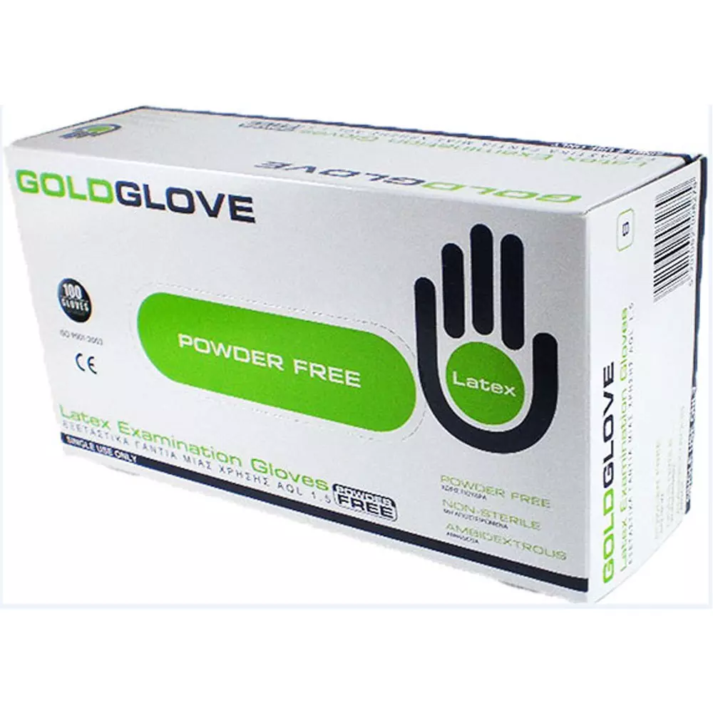 GoldGlove Powdered Latex Εξεταστικά Γάντια Λευκά Ελαφρά Πουδραρισμένα 100 Τμχ\n(12629)