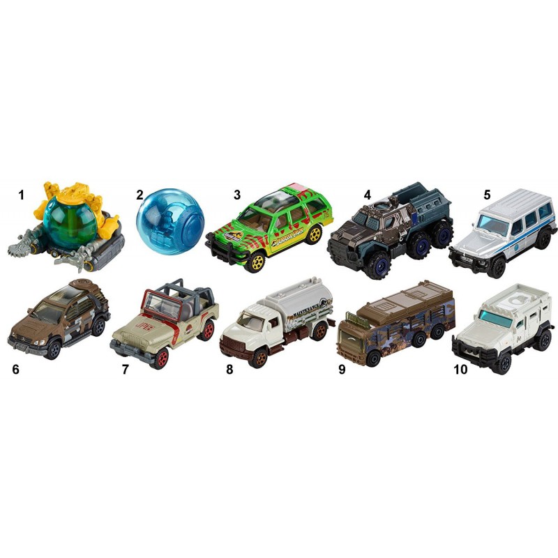 Mattel Match Box Jurassic World Αυτοκινητάκια Μεταλλικά - 10 Σχέδια FMW90