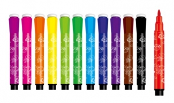 Μαρκαδόροι Ζωγραφικής Χοντροί Στρόγγυλοι με Σφραγίδα Κορυφής Water Color Pen Κασετίνα Yalong- 12 τμχ. 15x10 Ass
