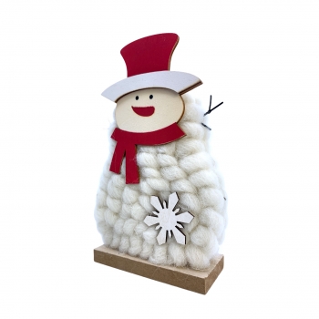 Χριστουγεννιάτικο Διακοσμητικό  Χιονάνθρωπος Άσπρο Μαλλί 19.5x11.5x4 εκ
