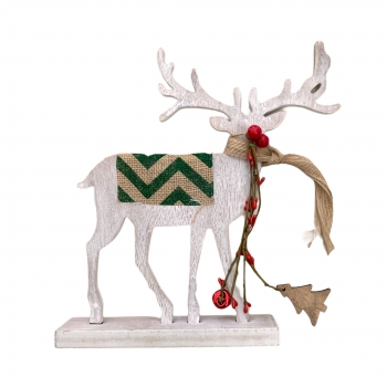 Χριστουγεννιάτικο Ξύλινο Διακοσμητικό Τάρανδος Κασκόλ Σέλα 28x30 εκ 4Σχδ