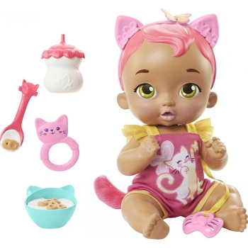 Mattel My Garden Baby: Snack Snuggle Baby Kitten Μωρό Κούκλα 32cm  Φούξ Μαλλιά (HHP29)
