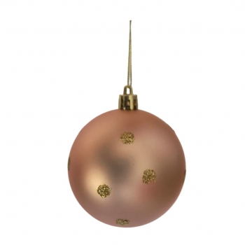 Χριστουγεννιάτικες Μπάλες Σετ Rose Gold Χρυσές Ματ Γυαλιστερές Glitter Σχέδια 4-8cm 30τμχ
