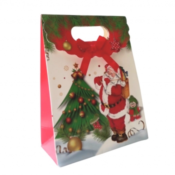 Χριστουγεννιάτικη Τσάντα Δώρου Χούφτα Κόκκινη-Λευκή 4 Σχέδια 12x6x16cm
