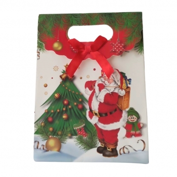 Χριστουγεννιάτικη Τσάντα Δώρου Χούφτα Κόκκινη-Λευκή 4 Σχέδια 19x9x27cm