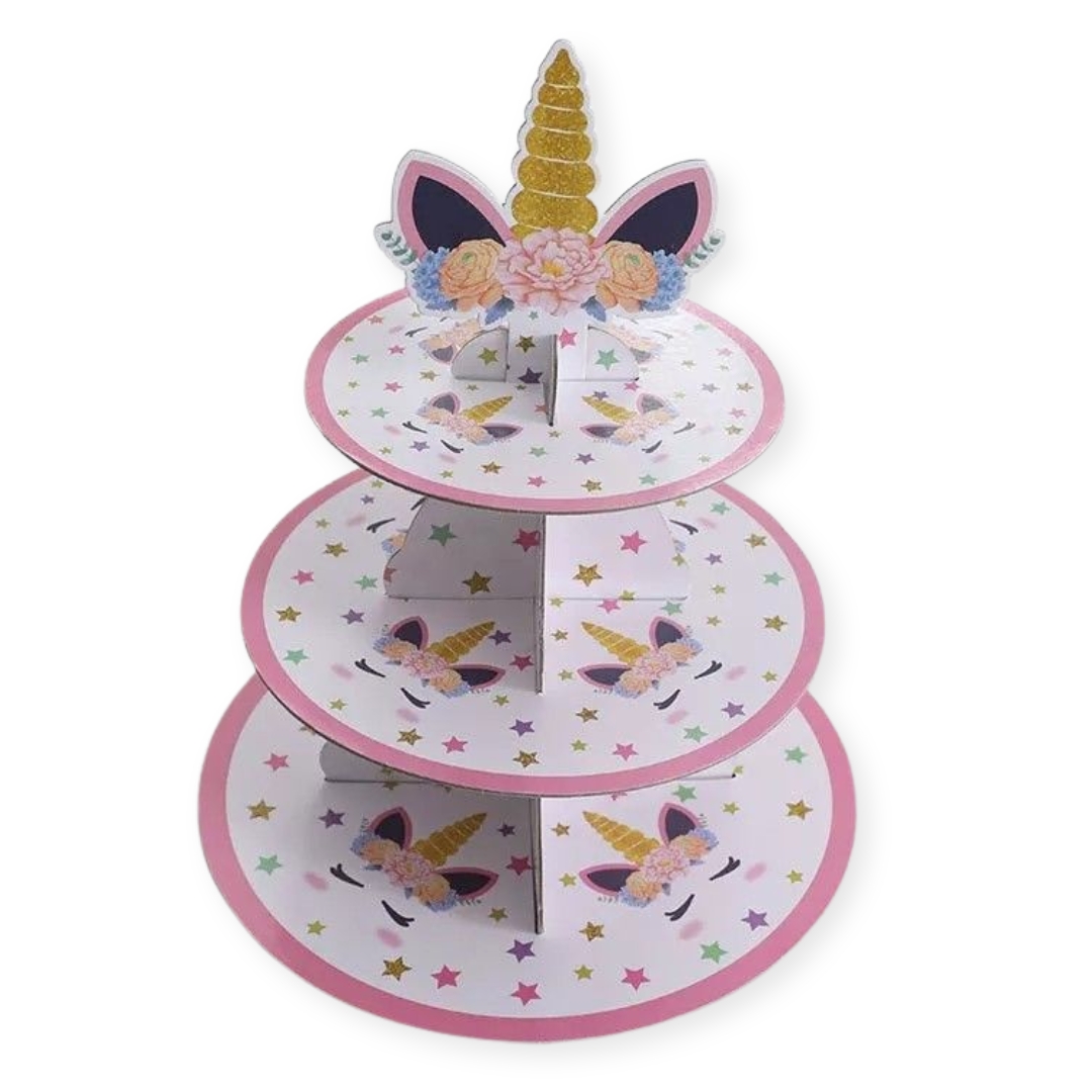 Βάση Για Cupcakes Τριώροφη Πολύχρωμη Unicorn